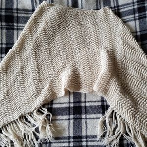 Cream Bohemian Fringe Shawl